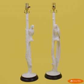 Pair of White Parrot Table Lamps