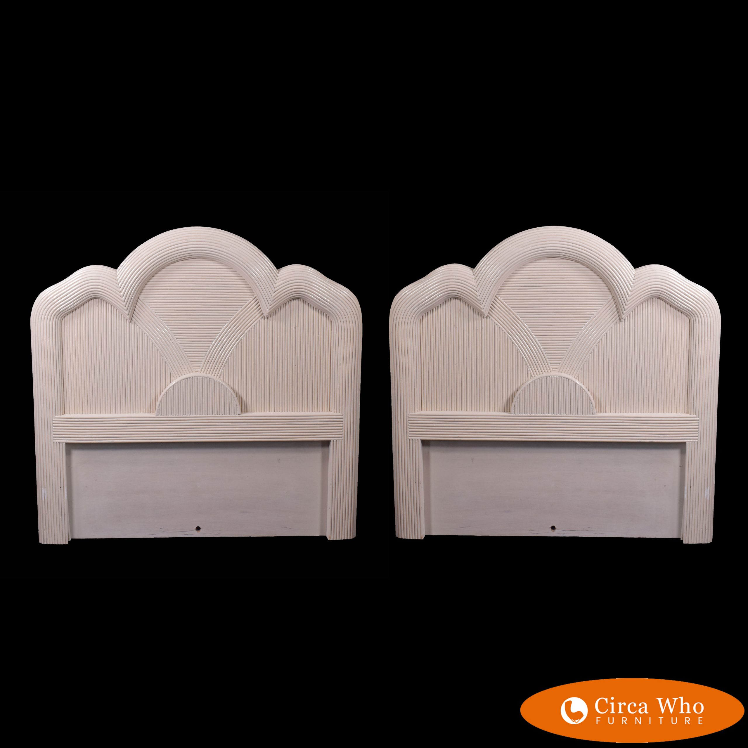 Pair of White Pencil Reed Twin Headboards