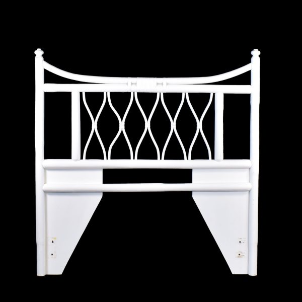 Pair of White Rattan Coastal Twin Headboards