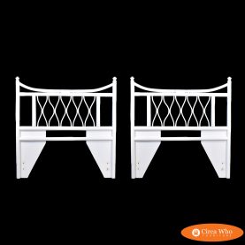 Pair of White Rattan Coastal Twin Headboards