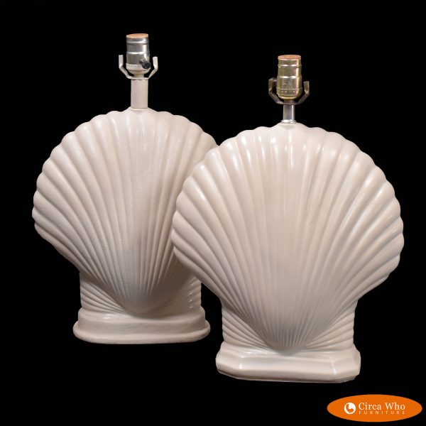 Pair of White Shell Table Lamps