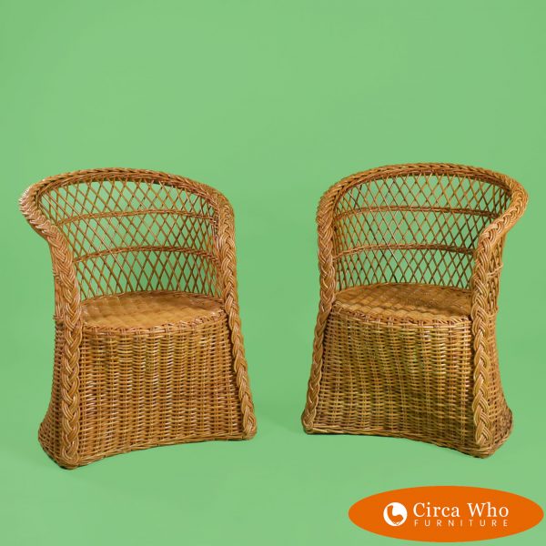 Pair of Woven Rattan Chairs