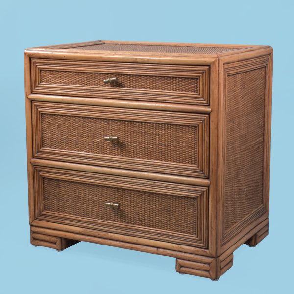 Pair of Woven Rattan Ficks Reed Nightstands