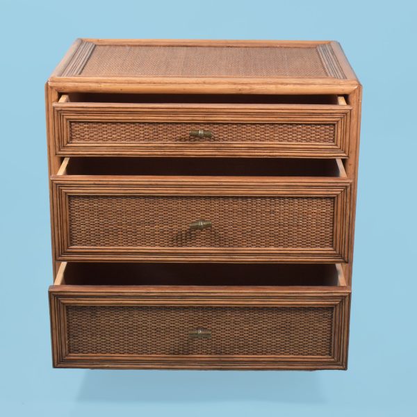 Pair of Woven Rattan Ficks Reed Nightstands