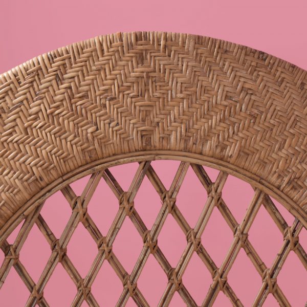 Pair of Woven Rattan Large Wing Lounge Chairs