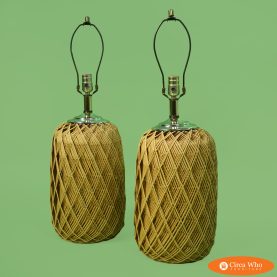 Pair of Woven Rattan Table Lamps