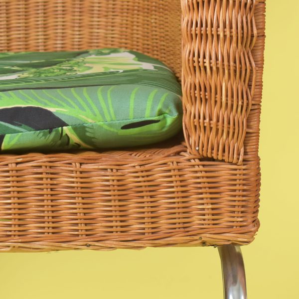 Pair of Woven Rattan and Chrome Barrel Chairs