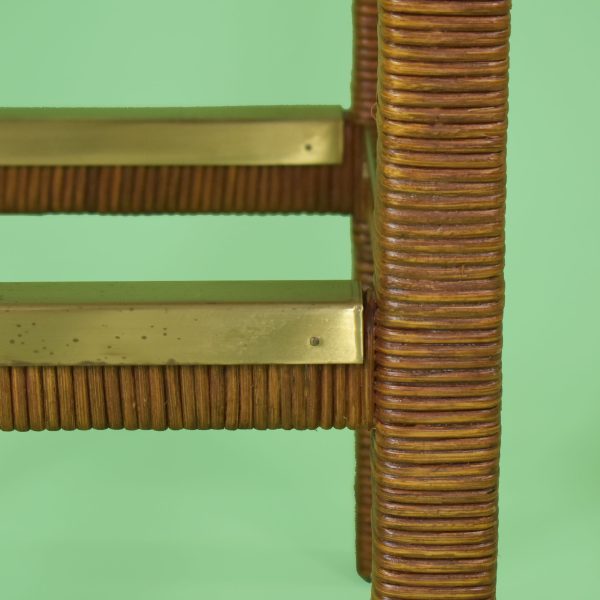 Pair of Wrapped Rattan Bar Stools by Henry Link
