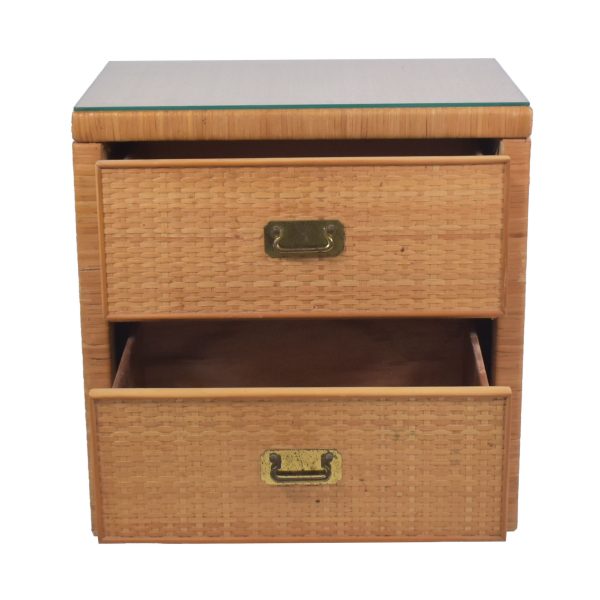 Pair of Wrapped Rattan Nightstands
