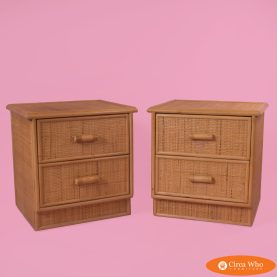 Pair of Wrapped Rattan Vintage Nightstands