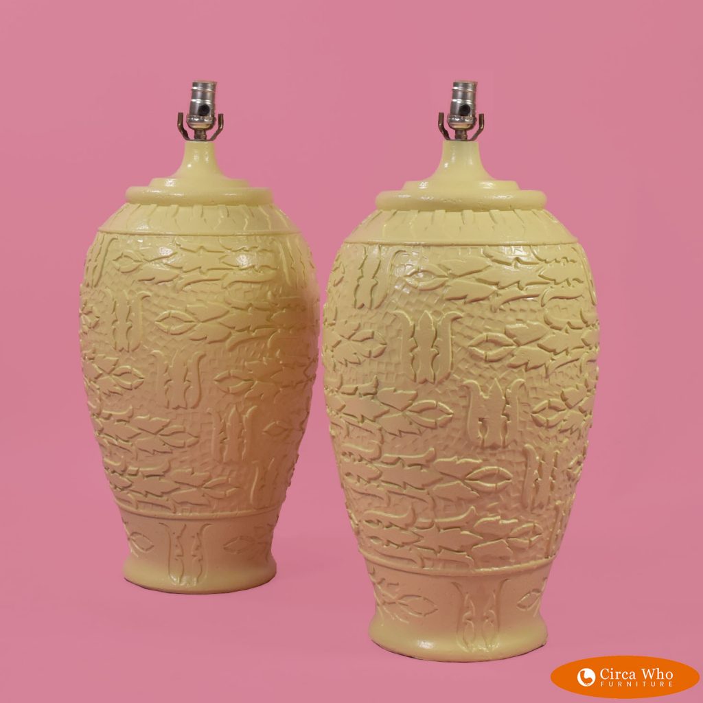 Pair Of Yellow Tribal Table Lamps Circa Who   Pair Of Yellow Tribal Table Lamps A9139 Circa Who Furniture 1024x1024 