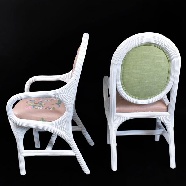 Pair of white Pencil Reed Arm Chairs