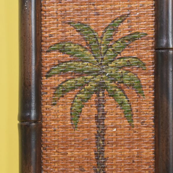 Palm Painted Woven Bamboo Mirror