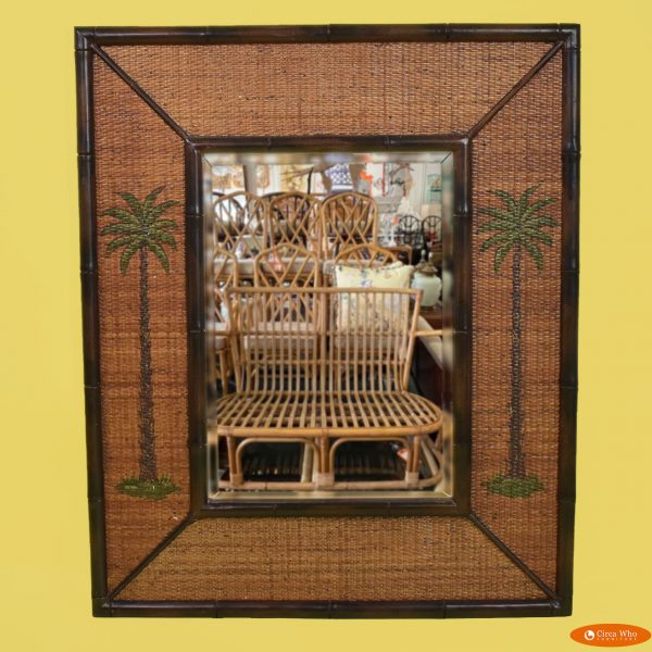 Palm Painted Woven Bamboo Mirror