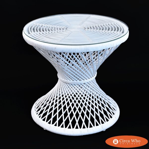 Peacock Rattan Lacquered Side Table