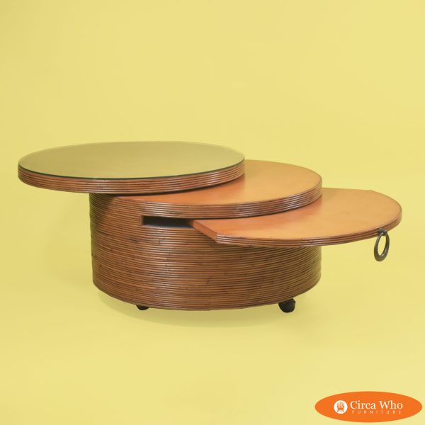 Pencil Reed Swivel Coffee Table in Casters