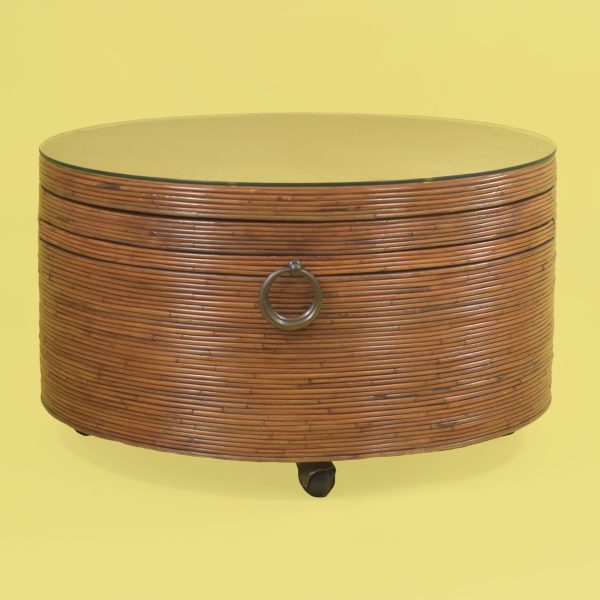 Pencil Reed Swivel Coffee Table in Casters