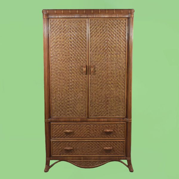 Pencil Reed Woven Rattan Armoire