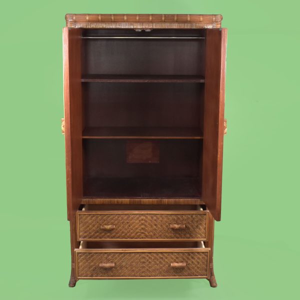 Pencil Reed Woven Rattan Armoire