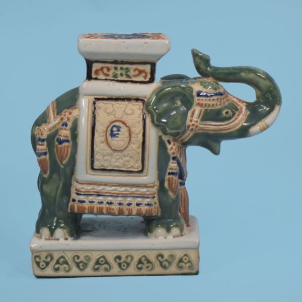 Petite Trunk Up Green Elephant Figure