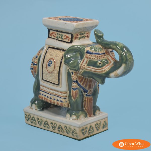 Petite Trunk Up Green Elephant Figure