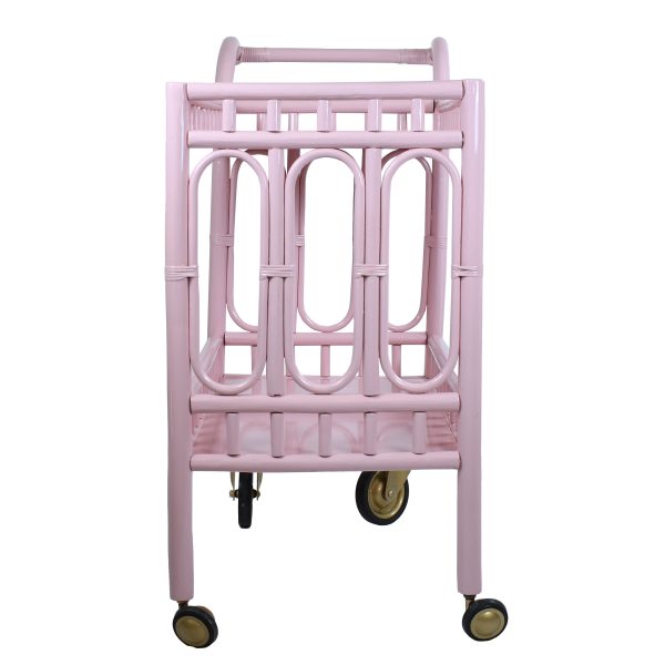 Pink Bamboo Bar Cart