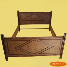 Queen Size Burnt Bamboo and Grasscloth BedFrame