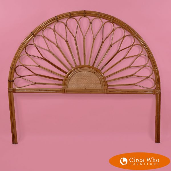 Rattan Arched Headboard natural color in vintage condition
