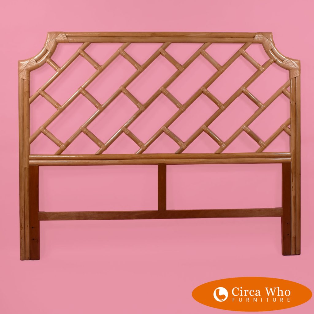 Rattan Bamboo Fretwork Queen Headboard Circa Who