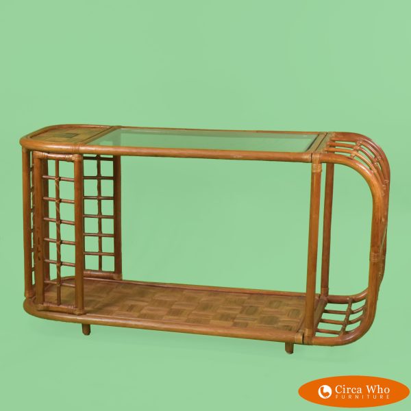 Rattan Chippendale 2 Tier Console Table