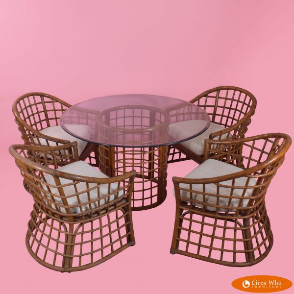 Rattan Chippendale Drum Dining Set
