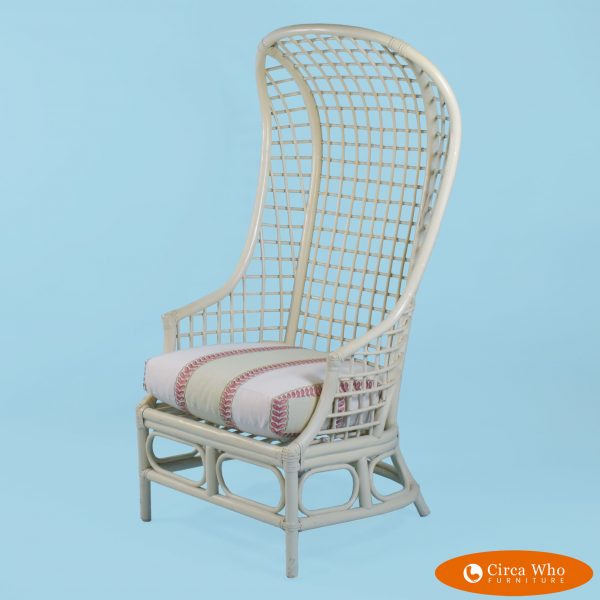 Rattan Chippendale Hooded Chair