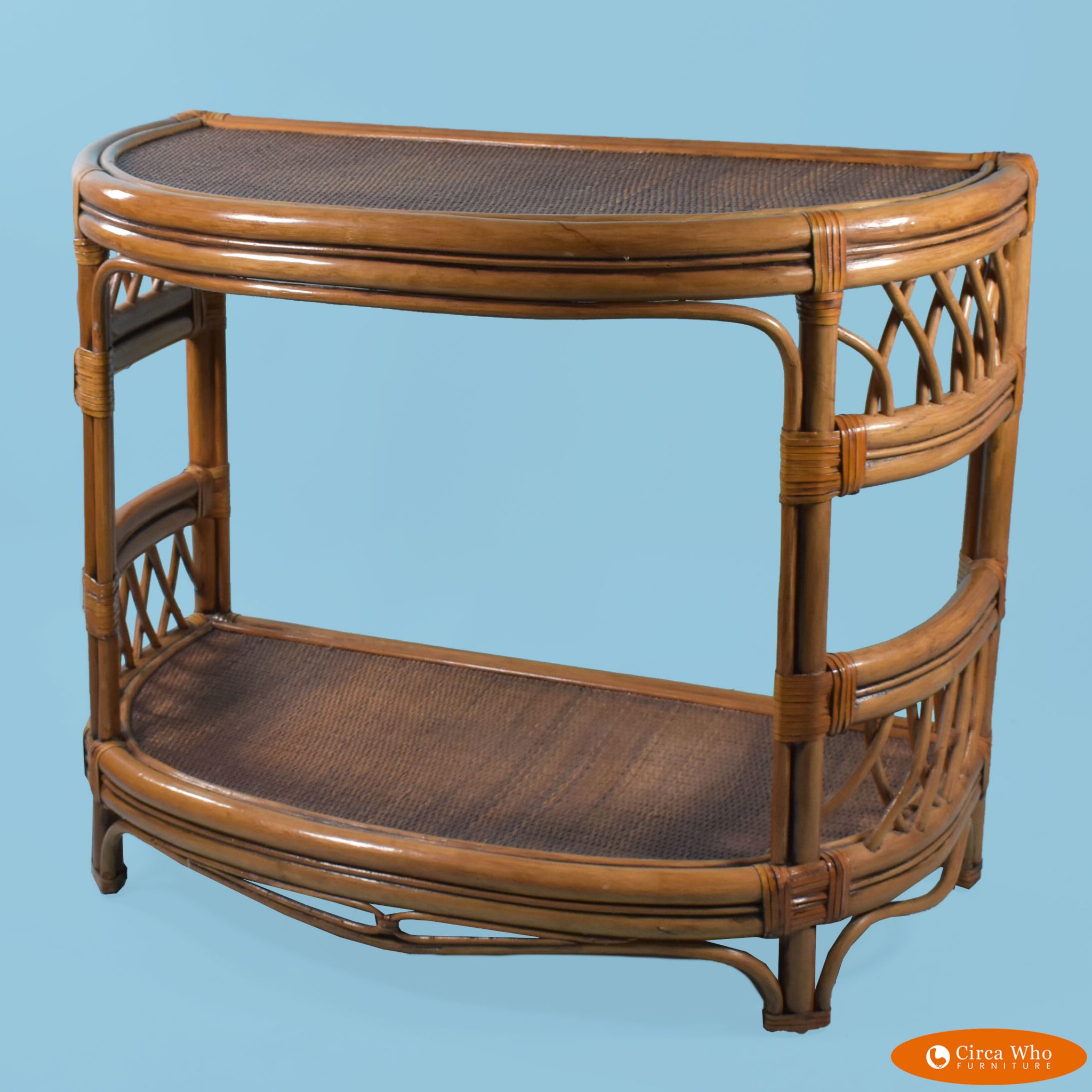 Rattan Demilune Console Table Circa Who