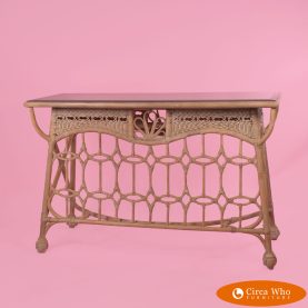 Rattan Fretwork Console With Glass Top