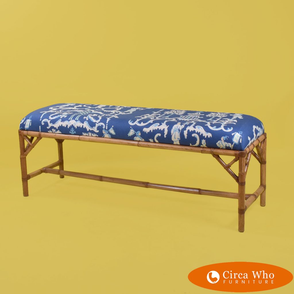 Rattan Upholstered Bench Circa Who