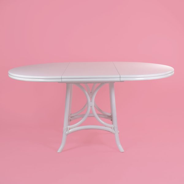 Rattan White Oval Dining Table