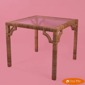 Rattan Wrapped Game Table