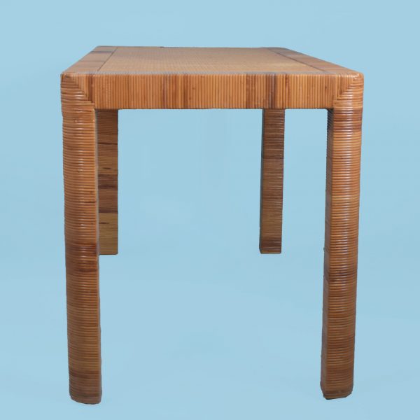 Rattan Wrapped Parsons Desk with Woven Top by Bielecky Brothers