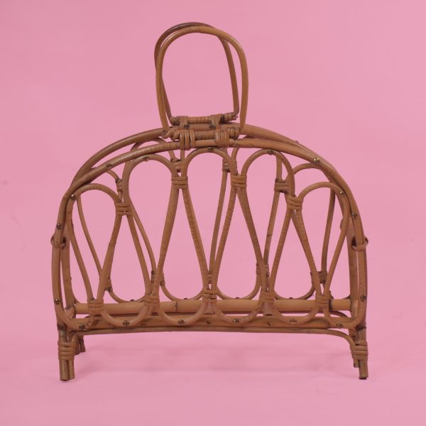 Rattan and Brass Boho Chic Magazine Rack