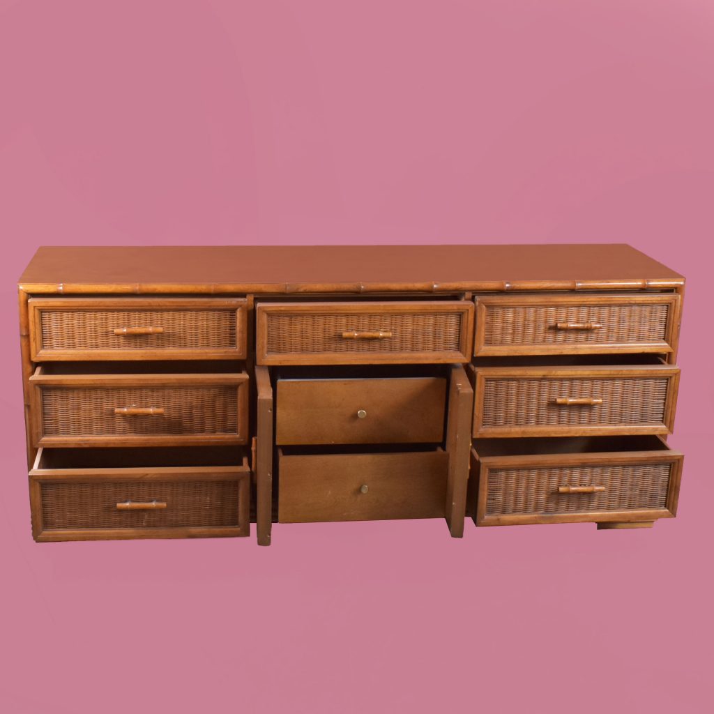 Rattan and Woven Rattan 7 Drawer Dresser | Circa Who