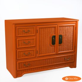 Rattan and Woven Rattan Orange Cabinet
