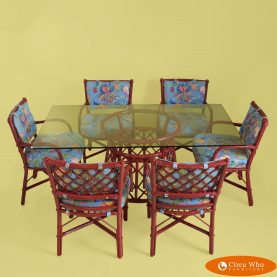 red Rattan Dining chairs with 6 chairs