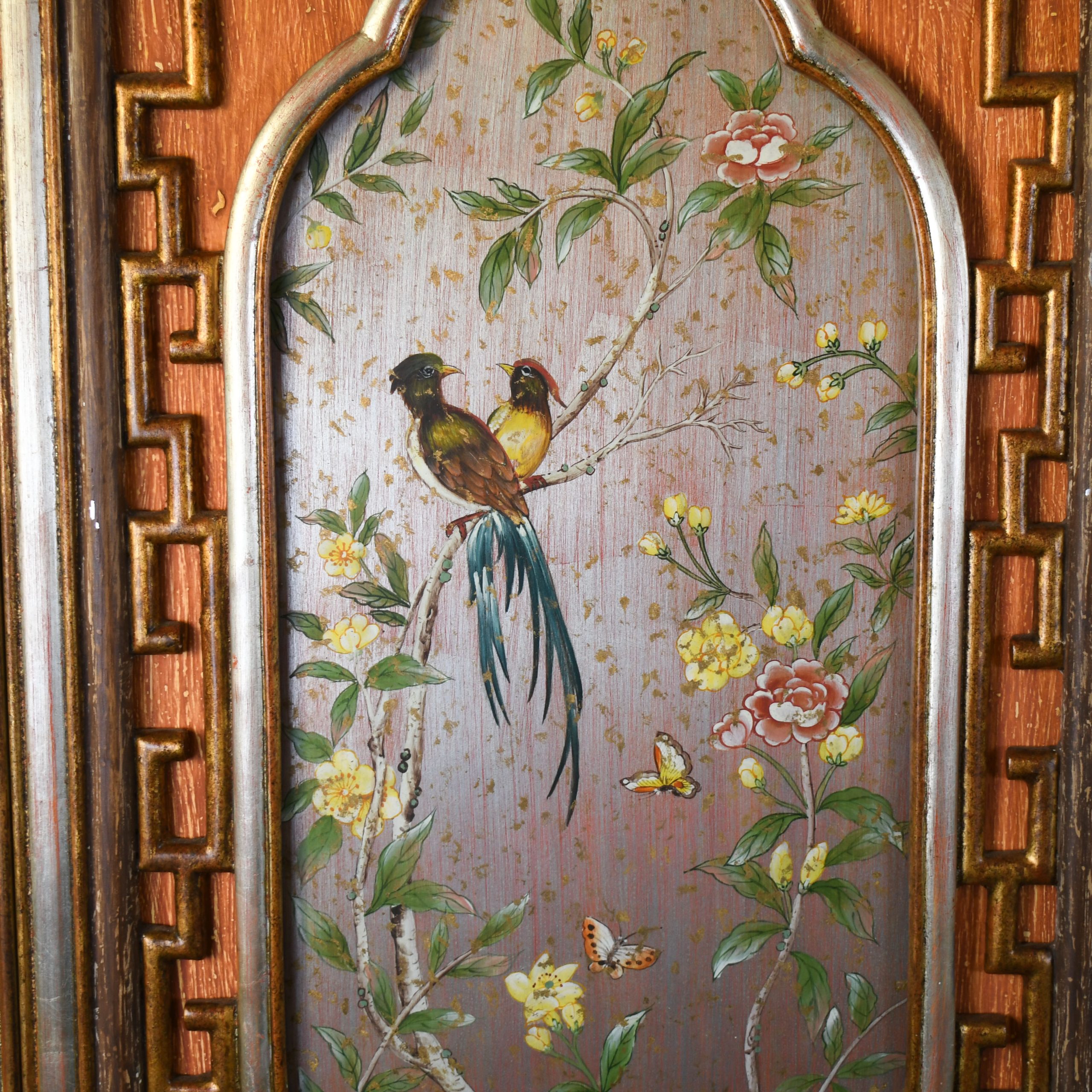 Reverse Mirror Painted Chinoiserie Armoire