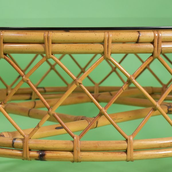 Round Chippendale Rattan Coffee Table