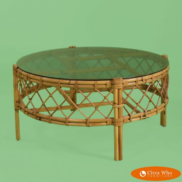 Round Chippendale Rattan Coffee Table
