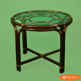 Round Rattan Fretwork Table