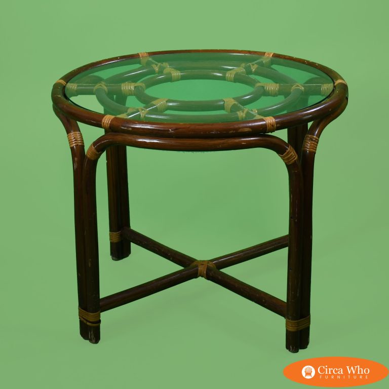 Round Rattan Fretwork Table