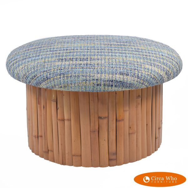 Round Upholstered Bamboo Ottoman