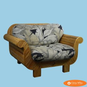 Sculptural Pencil Reed and Woven Rattan Lounge Chair