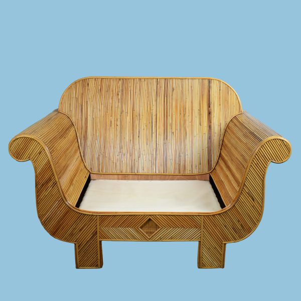 Sculptural Pencil Reed and Woven Rattan Lounge Chair
